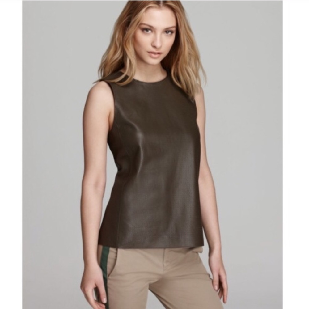 Vince olive perforated leather top